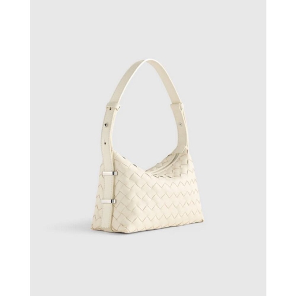 Quince leather handwoven Cream mini Shoulder Bag